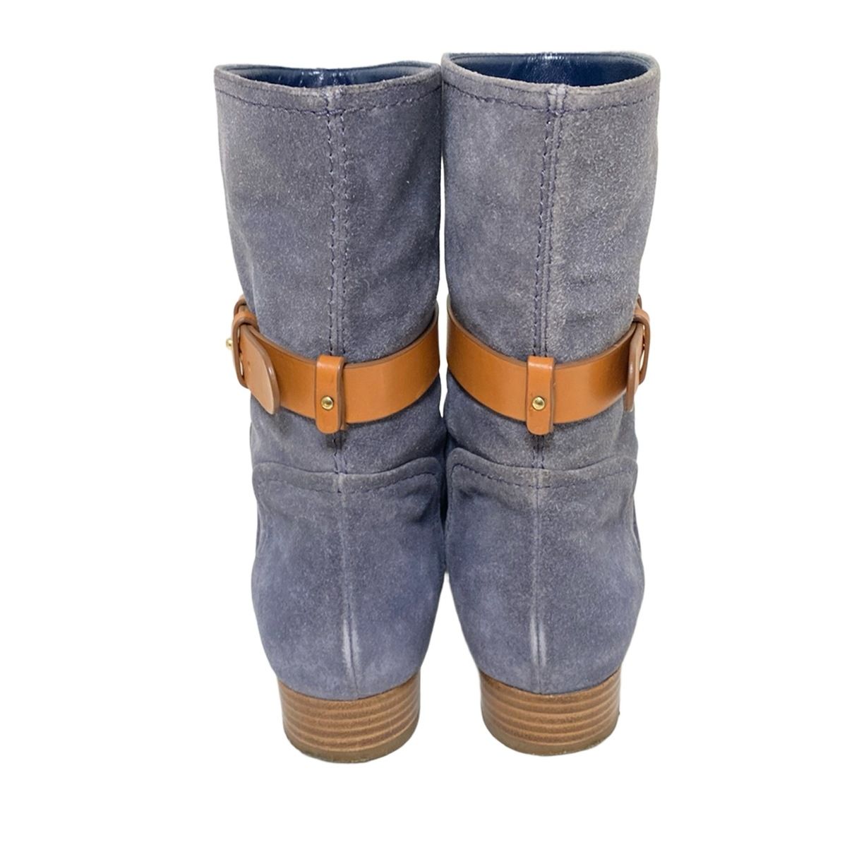 状態良好 sergio rossi セルジオロッシ ショートブーツ 34 1|2 レディース - ブルーグレー×ブラウン レザー