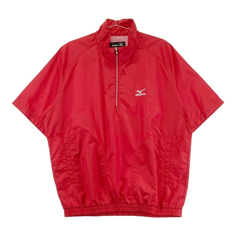  サイズ：L MIZUNO GOLF ミズノゴルフ  ハーフジップ 半袖ブルゾン  レッド系 [240101516319] ゴルフウェア メンズ ストスト ジャケット