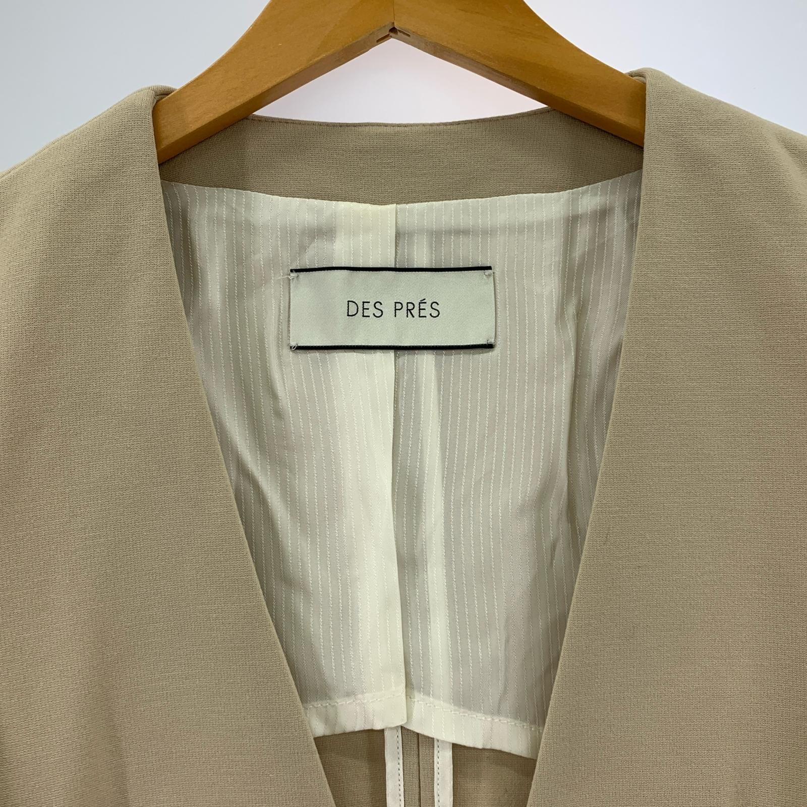 DES PRÉS デプレ ラムレザー ノーカラージャケット ベージュ 36 c-2508-10252710140_15.jpg