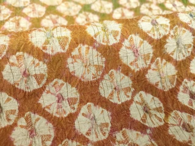 平和屋着物○上質な紬 漢方染 蜘蛛絞り 霞文 正絹 逸品 DAAS3805ps