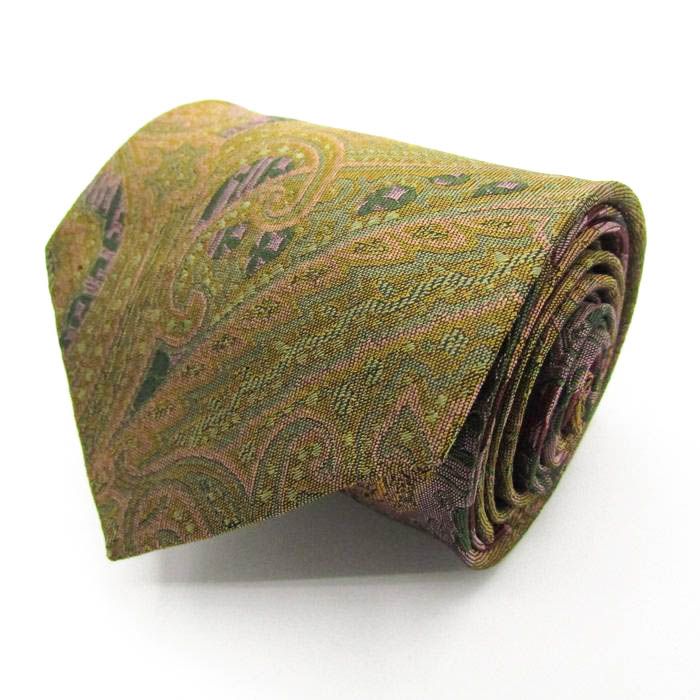 ジャンニ・ヴェルサーチ ブランド ネクタイ 総柄 ペイズリー シルク 日本製 PO メンズ カーキ Gianni Versace 【中古】