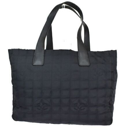 【中古】 中美品 シャネル CHANEL ニュートラベルライン トートバッグ MM ショルダー ココマーク ブラック ジャカード レザー 37SC304