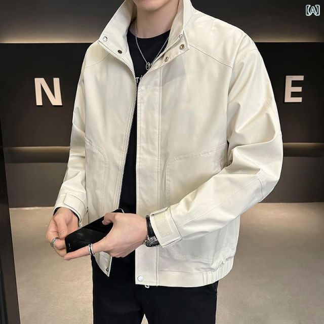 XL メンズ 服 シンプル ファッション オシャレ 大人 かっこいい 大きいサイズ ストリート 紳士服 秋 シンプル スタンドカラー ワークジャケット カジュアル 無地 フォーマル トップス