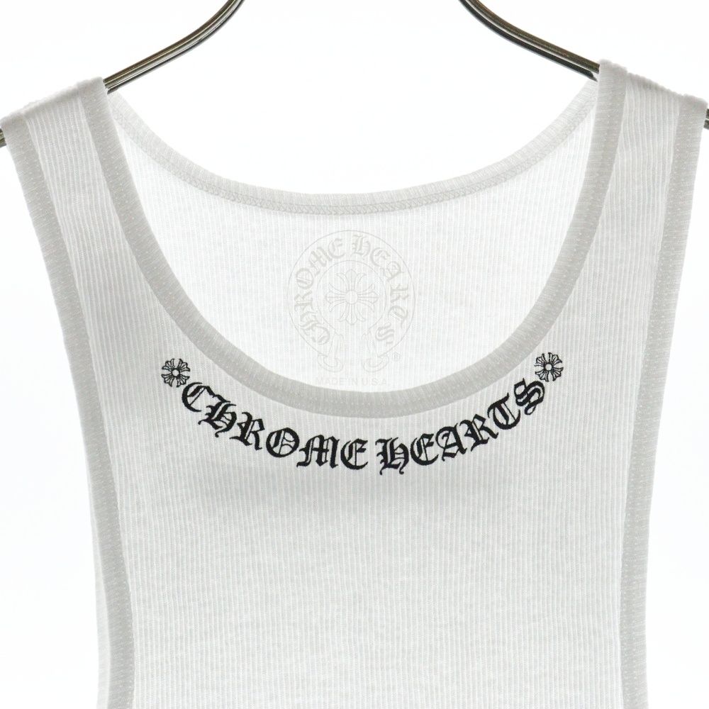 USA製 クロムハーツ バック ビッグ ロゴ プリント テレコ地 ノースリーブ 良品□CHROME HEARTS/クロムハーツ カシミヤ100％ スリーブロゴ