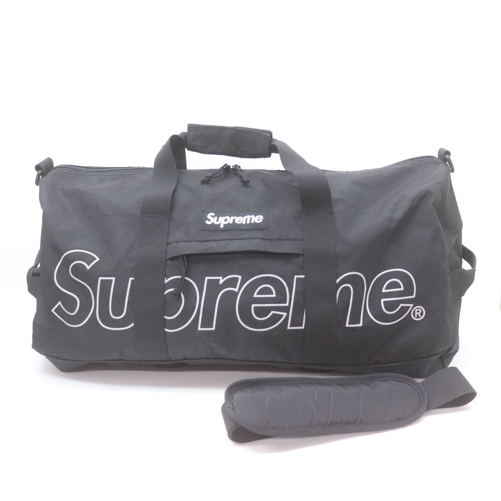 IT9CQD1TO9JO Supreme シュプリーム 黒 ナイロン ダッフルバッグ ボストンバッグ 鞄 2018FW メンズ 旅行 スポーツ ショルダーストラップ