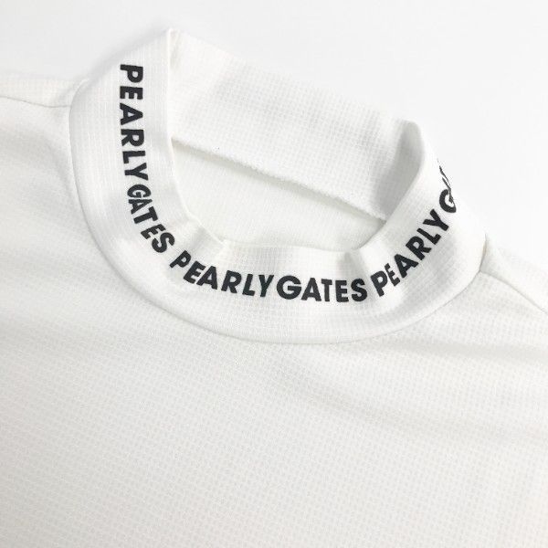 サイズ：6 PEARLY GATES パーリーゲイツ 053-2267705 ハイネック 半袖Tシャツ ロゴ総柄 パープル系 [240101410987] ゴルフウェア メンズ ストスト PEARLY GATES パーリーゲイツ 053-2267705 ハイネック 半袖T