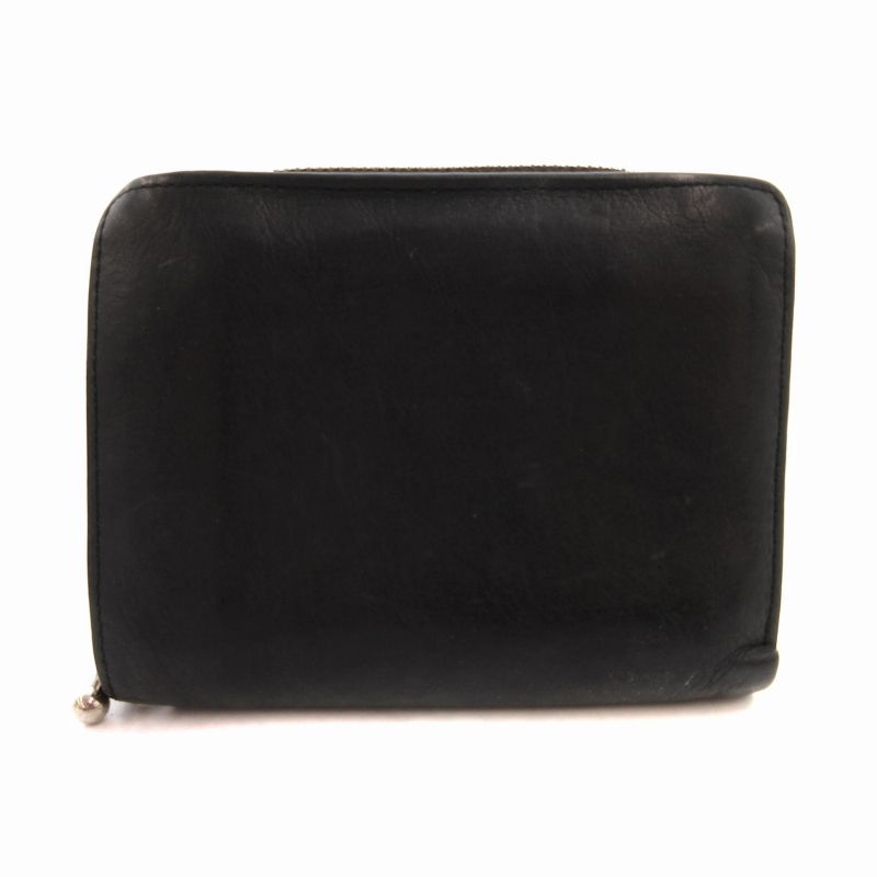 Ys ブラック レザー 二つ折り財布　yohjiyamamoto Ys ブラック レザー 二つ折り財布 yohjiyamamoto WALLETS(財布