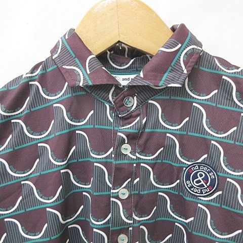 coco 中古 アンパスィ and per se メンズ 半袖ポロシャツ M 茶系 ブラウン系 総柄 中古 メンズ アンパスィ and per se 半袖ポロシャツ M 茶