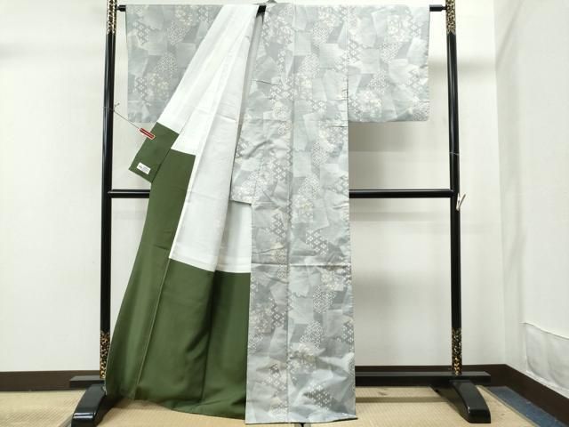 さいのめ 様 平和屋着物○都喜ヱ門 本場大島紬 白大島 色紙重ね吉祥花文 藤絹