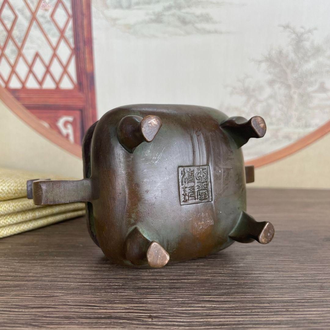 天壇香炉 銅製 装飾品 工芸品 美術品 置物 銅器 四方天炉 仏堂挿し香炉 香道具 装飾品 工芸品 置物 - メルカリ