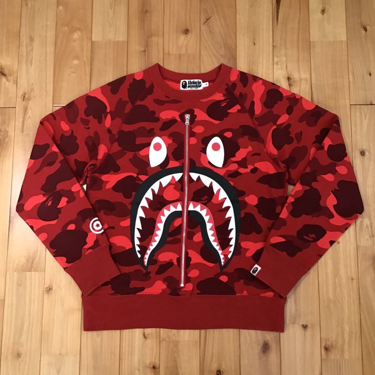 リアルジップ シャーク スウェット BAPE shark Red camo 迷彩 - メルカリ