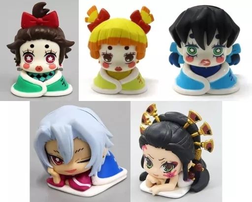 鬼滅の刃 おねむたん 漆ノ型 遊郭編　4種 フィギュア 中古】トレーディングフィギュア 全5種セット 「おねむたん 鬼滅の刃