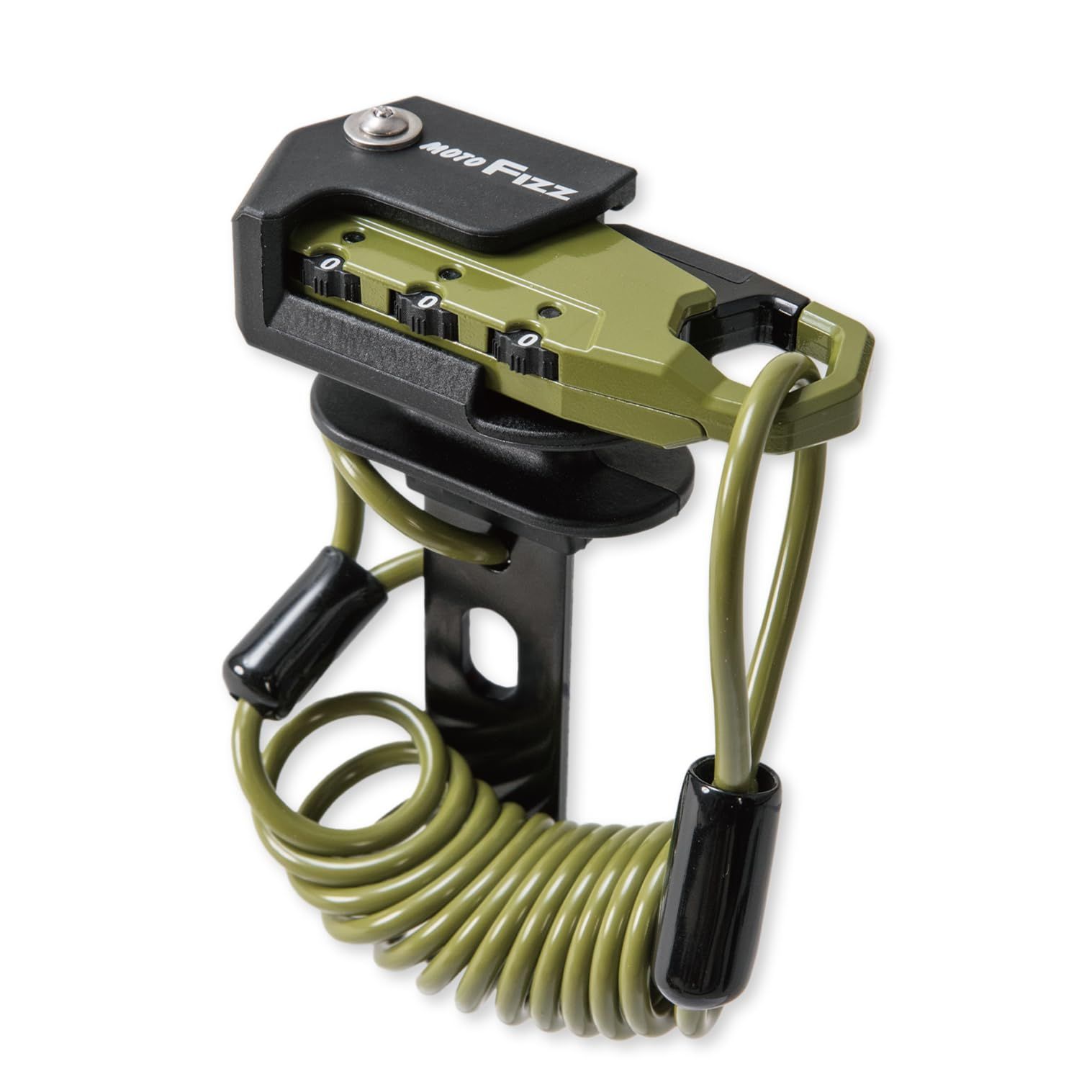 タナックス(Tanax) バイク用 盗難防止 ヘルメット用ワイヤーロック コイル オリーブ 3桁ダイヤル式ロック 1000mm MF-4762