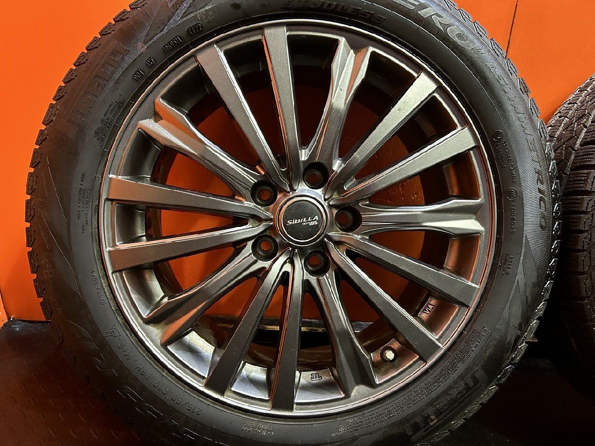 【PIRELLI ICE ZERO ASIMMETRICO 215/55R17】スタッドレス【SIBILLA NEXT WS 17インチ 7J5HPCD114.3+38】22年製 バリ溝 クラウン等(KTO389) PIRELLI ICE ZERO ASIMMETRICO 215/55R17】スタッドレス【SIBILLA NEXT