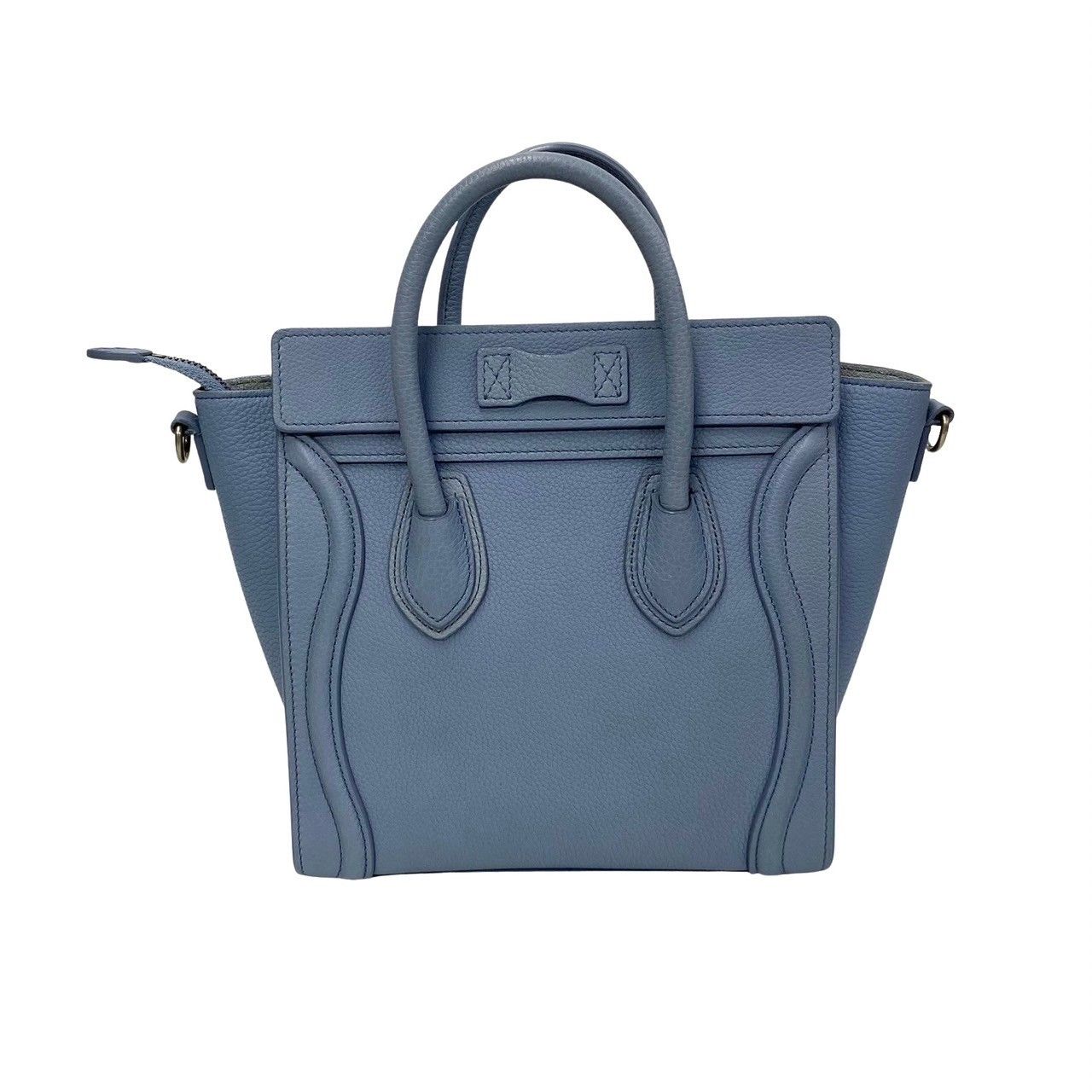 美品】セリーヌ ラゲージ ナノ 2way ショルダー レザー 水色系 CELINE