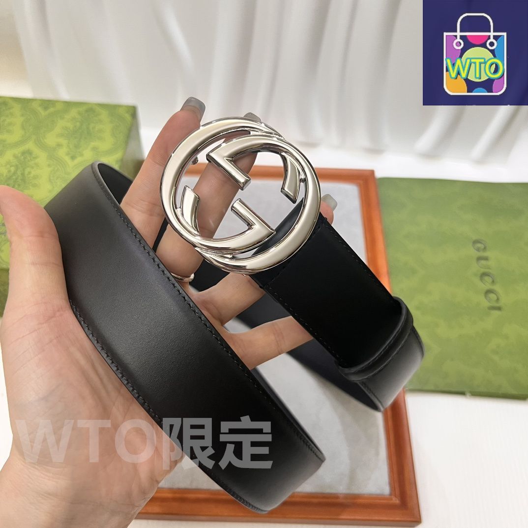 今日特価】Gucci 2024 年式 3.8cm 幅 輸入生地 & 本革ベルト