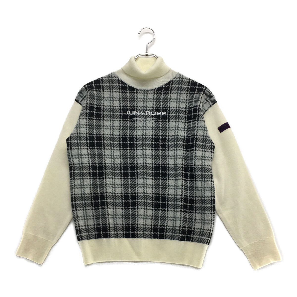 JUN&amp;ROPE’ - coco 中古 ジュン＆ロペ JUN&amp;ROPE レディース セーター S 白×黒 タートルネック チェック 中古 レディース ジュン＆ロペ JUN&ROPE セーター S 白×黒