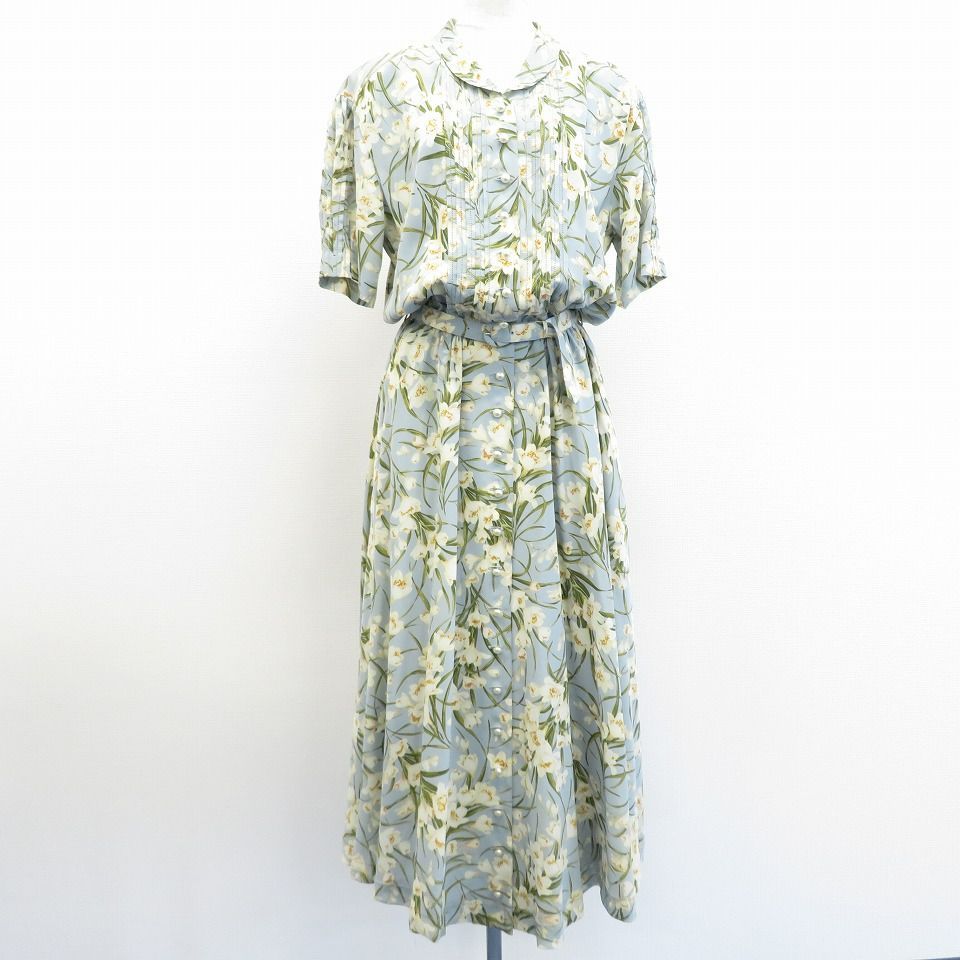 インゲボルグ INGEBORG ワンピース ロング 花柄 パールボタン ベルト
