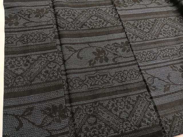 平和屋着物○本場結城玉紬 80亀甲 横段花文 結織苑扱い 証紙付き 正絹  