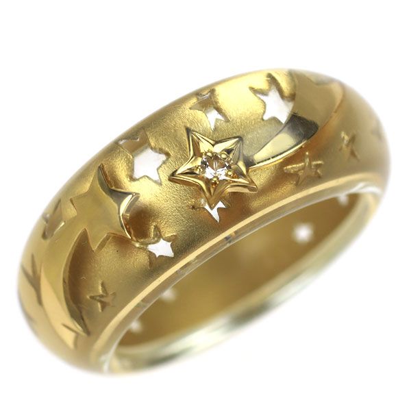 スタージュエリー K18YG ダイヤモンド リング 0.015ct 星 スター