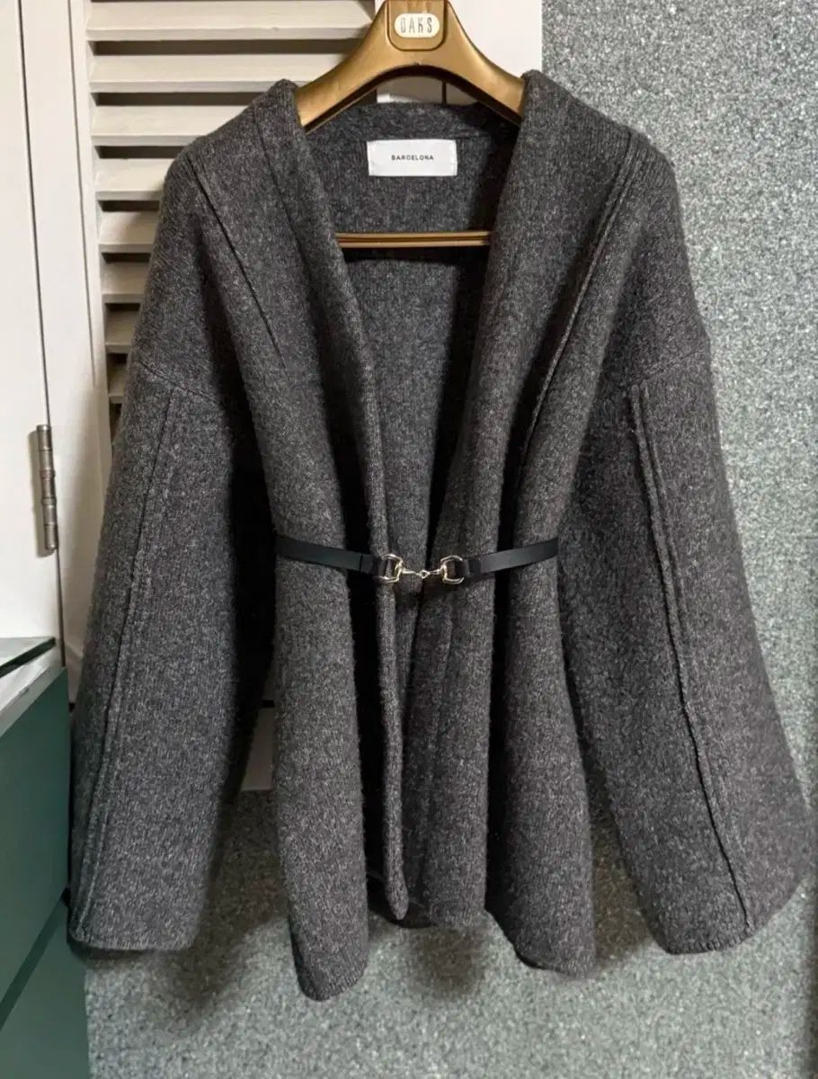 ウール ハーフ グレー カーディガン