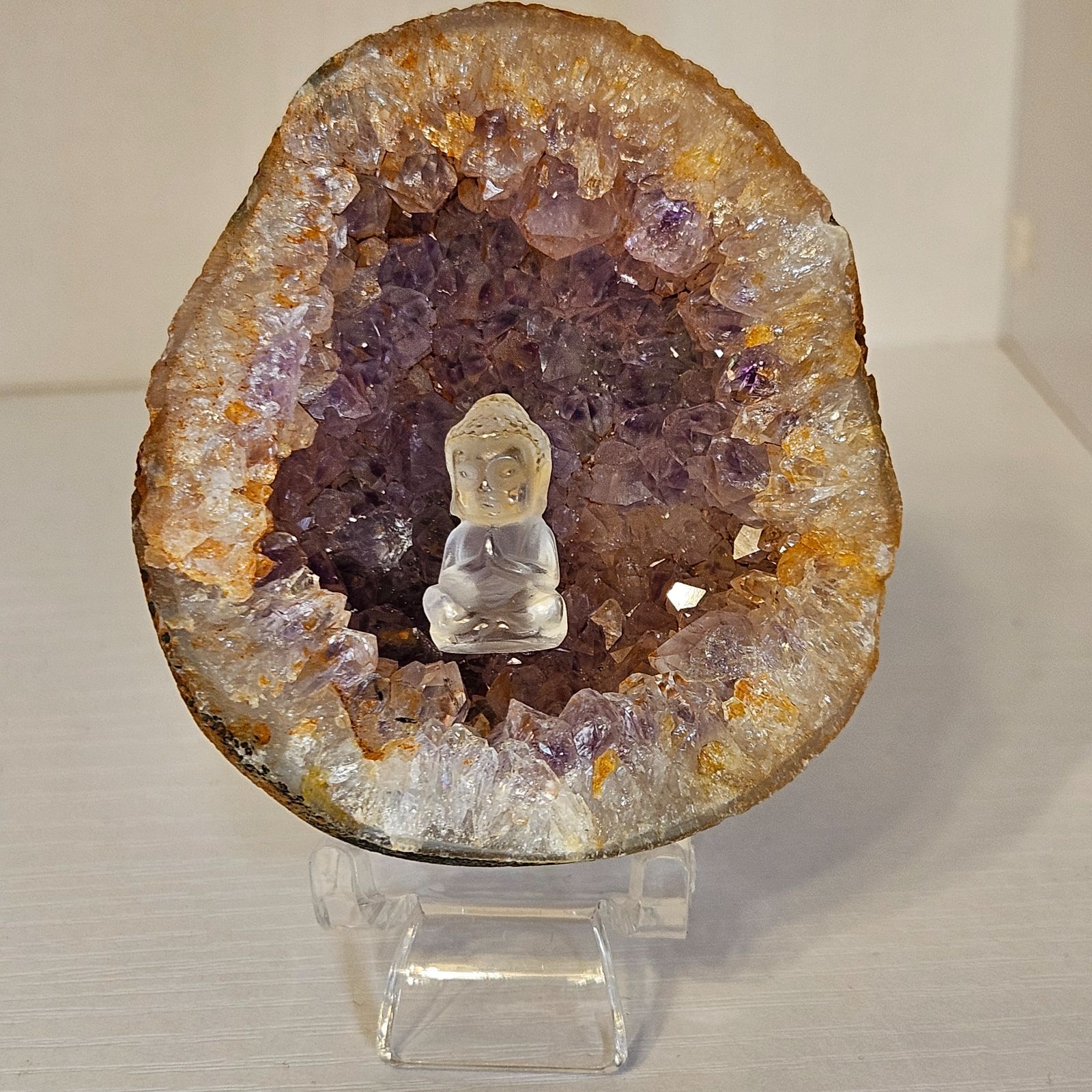 アメジスト原石と水晶大仏様セット✨スタンド付き✨