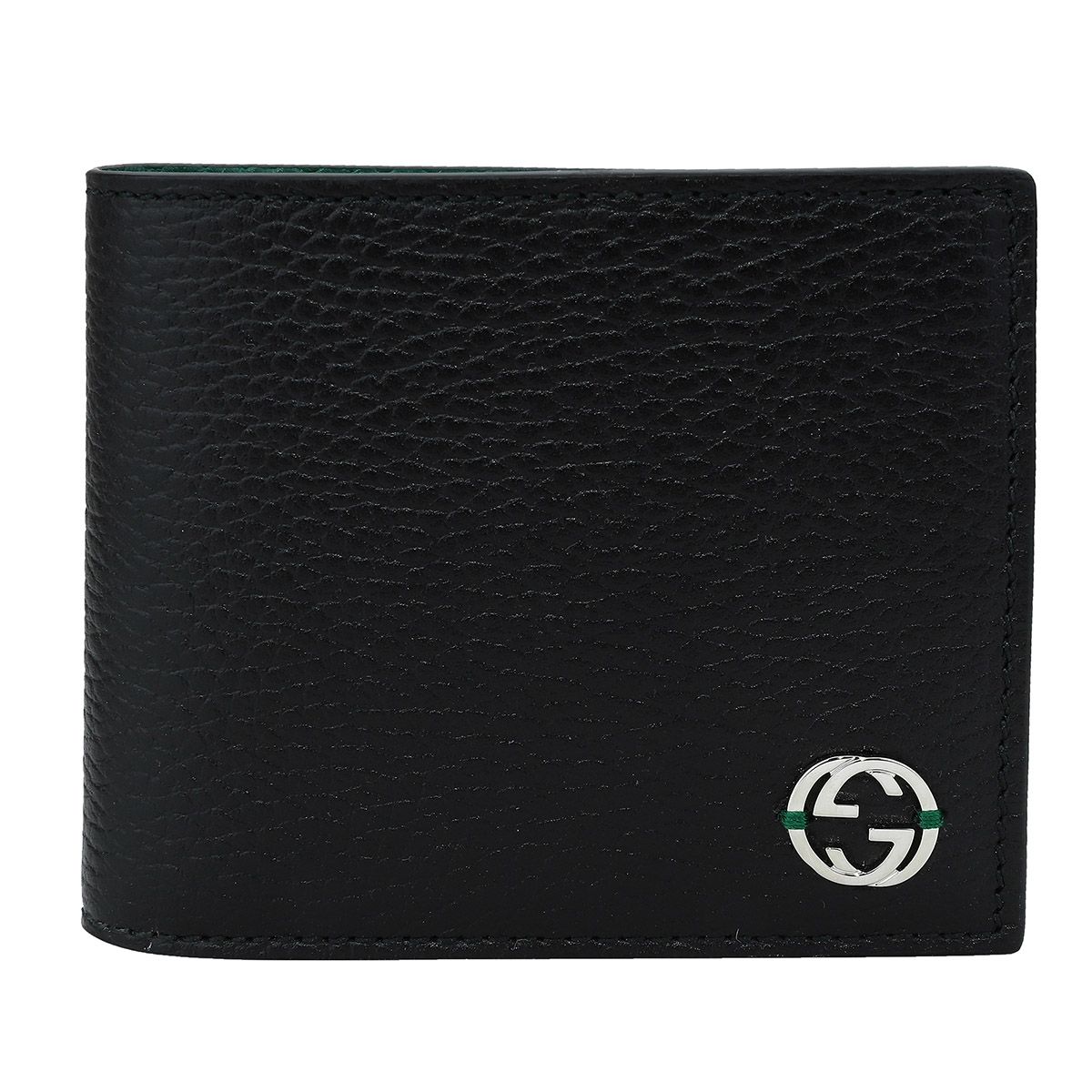 新品 グッチ GUCCI 2つ折り財布 ダラーカーフ ブラック