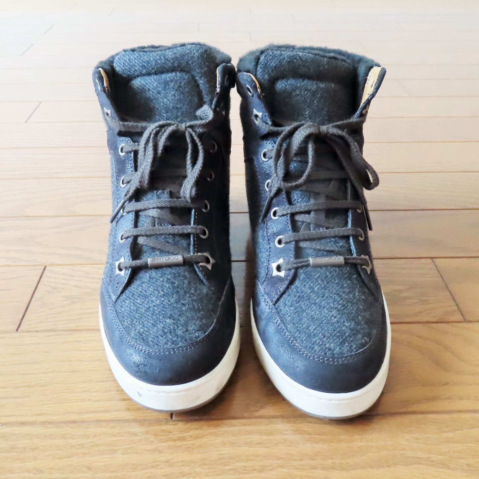 JIMMY CHOO ジミーチュウ ウール ハイカット スニーカー 38 25cm 