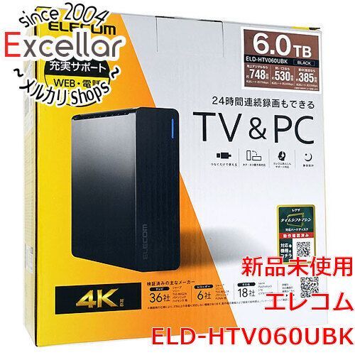 bn:18] ELECOM TV向け外付ハードディスク ELD-HTV060UBK ブラック 6TB