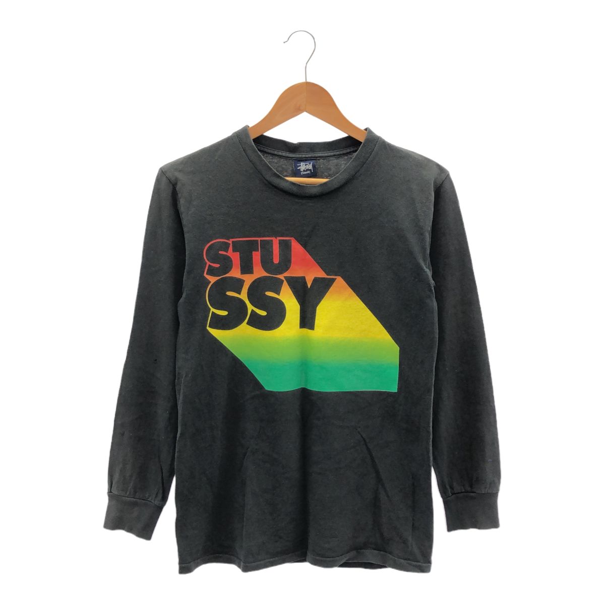 STUSSY 90's OLD STUSSY 紺タグ ラスタカラー 立体ロゴ 長袖T