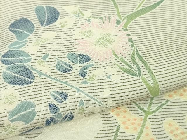 平和屋本店□極上 本加賀友禅作家 由水煌人 訪問着 寿光織 加賀草花文  