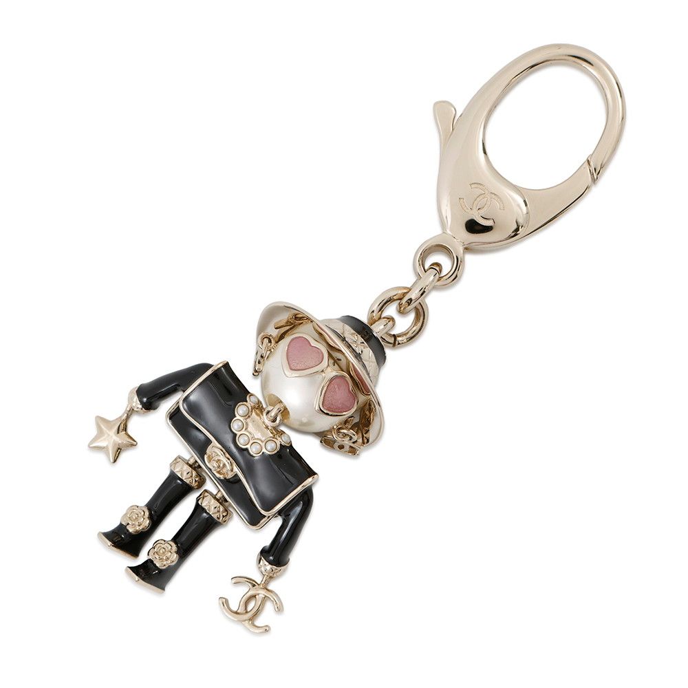 シャネル キーホルダー ガブリエル フェイクパール メタル B25B ABG014 CHANEL チャーム 黒
