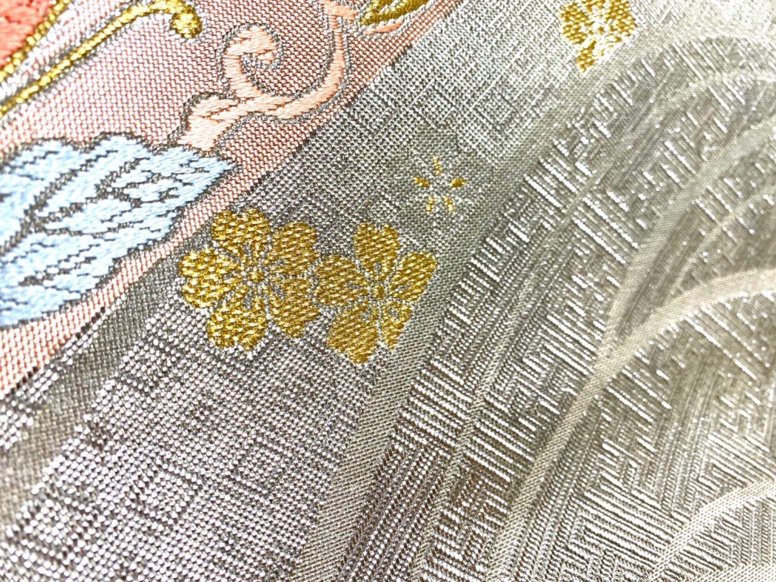 B20 正絹 袋帯 九百佐賀錦 純金箔二重織 六通 金銀糸 - メルカリ