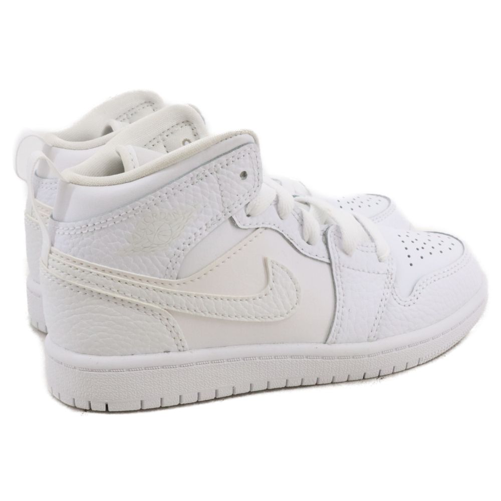 新品NIKE (ナイキ) PS Air Jordan 1 Mid Triple White エアジョーダン1 ミッド トリプルホワイト ミッドカットスニーカー キッズ 640734-130 ホワイト US12.5C/18.5cm 子供用 ファスナーブーツ