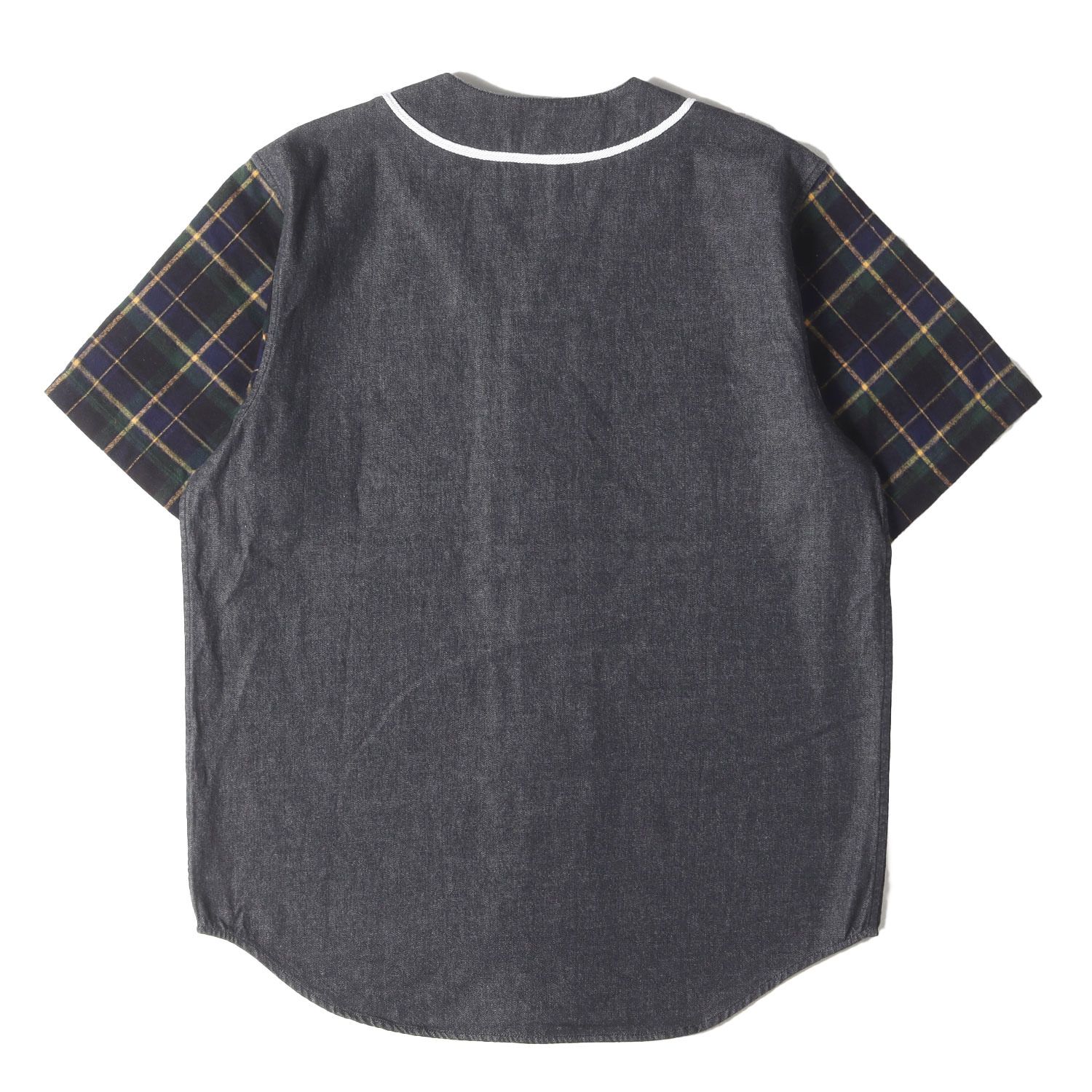 Supreme シュプリーム シャツ 黒 ブラック サイズ S | 袖チェックネル デニム ベースボールシャツ | Denim Flannel Baseball Shirt | トップス 半袖 ショート ハーフ スリーブ メンズ