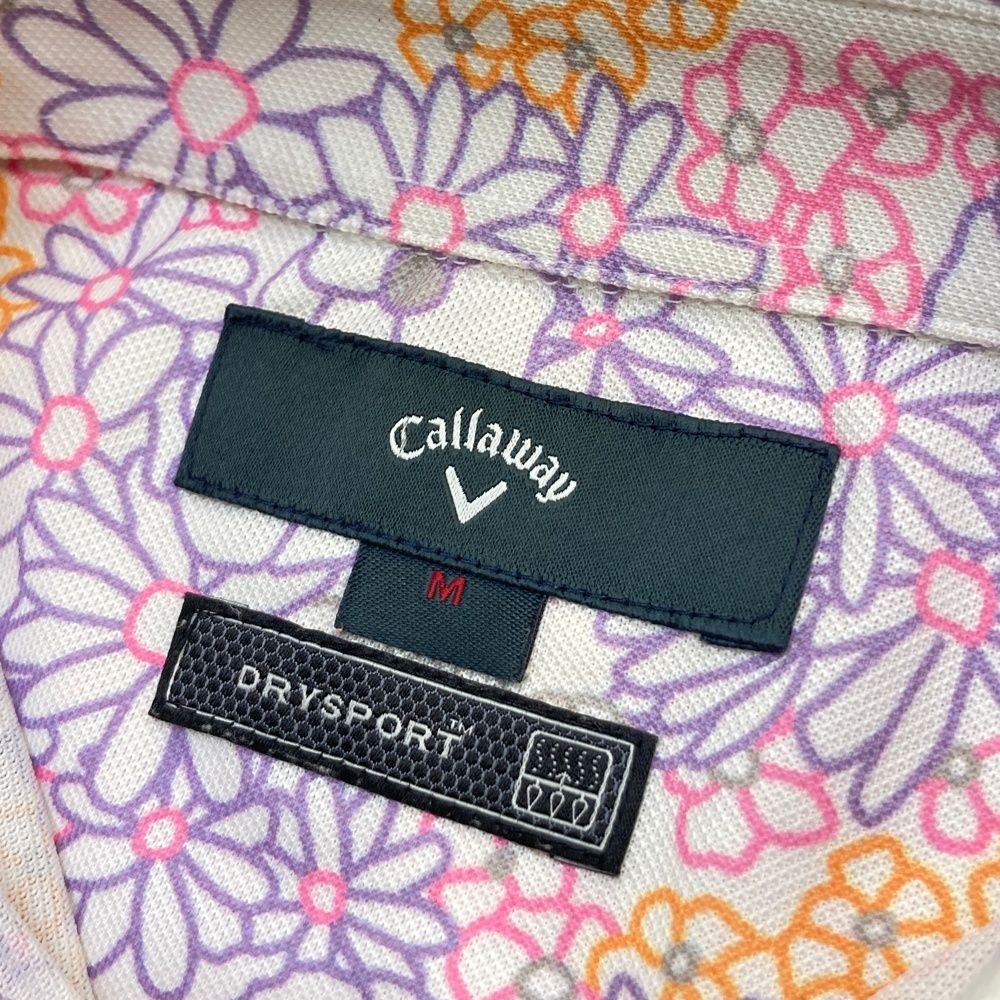 Callaway 花柄 ポロシャツ ピンク CALLAWAY キャロウェイ 半袖ポロシャツ 花 総柄 ピンク系 S 中古