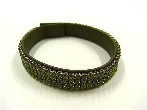 □極美品□ SWAROVSKI スワロフスキー レザー ラインストーン