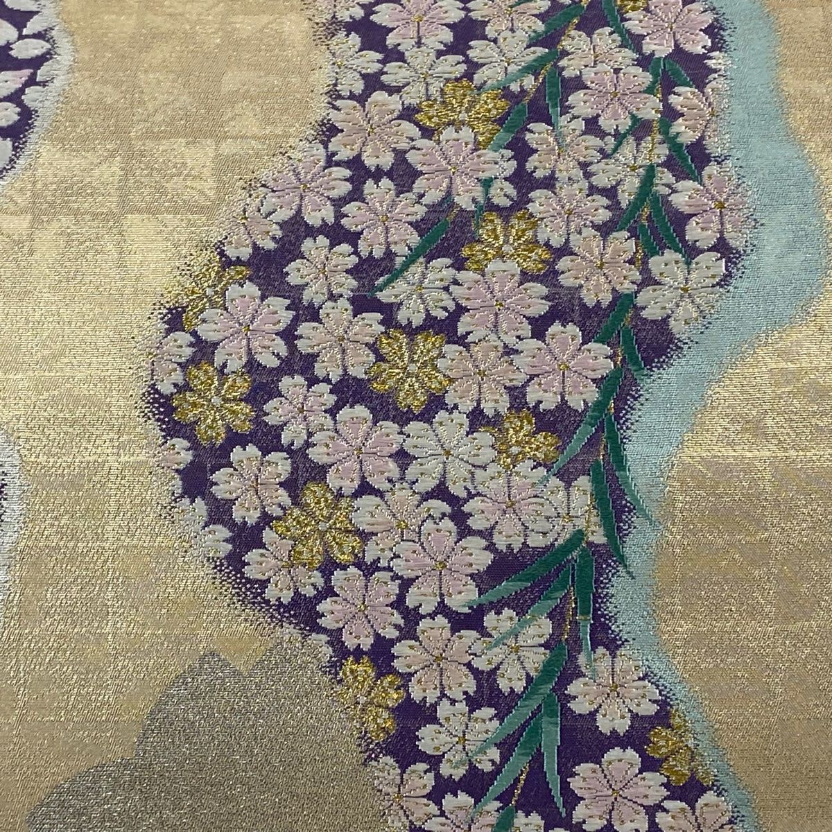 袋帯 美品 秀品 やまと 桜 金銀糸 箔 紫 六通 正絹｜中古・古着