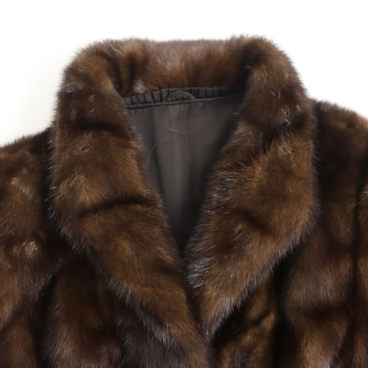 美品☆BRONZE FUR MINK ミンク デザイン 本毛皮コート ブラウン 11号