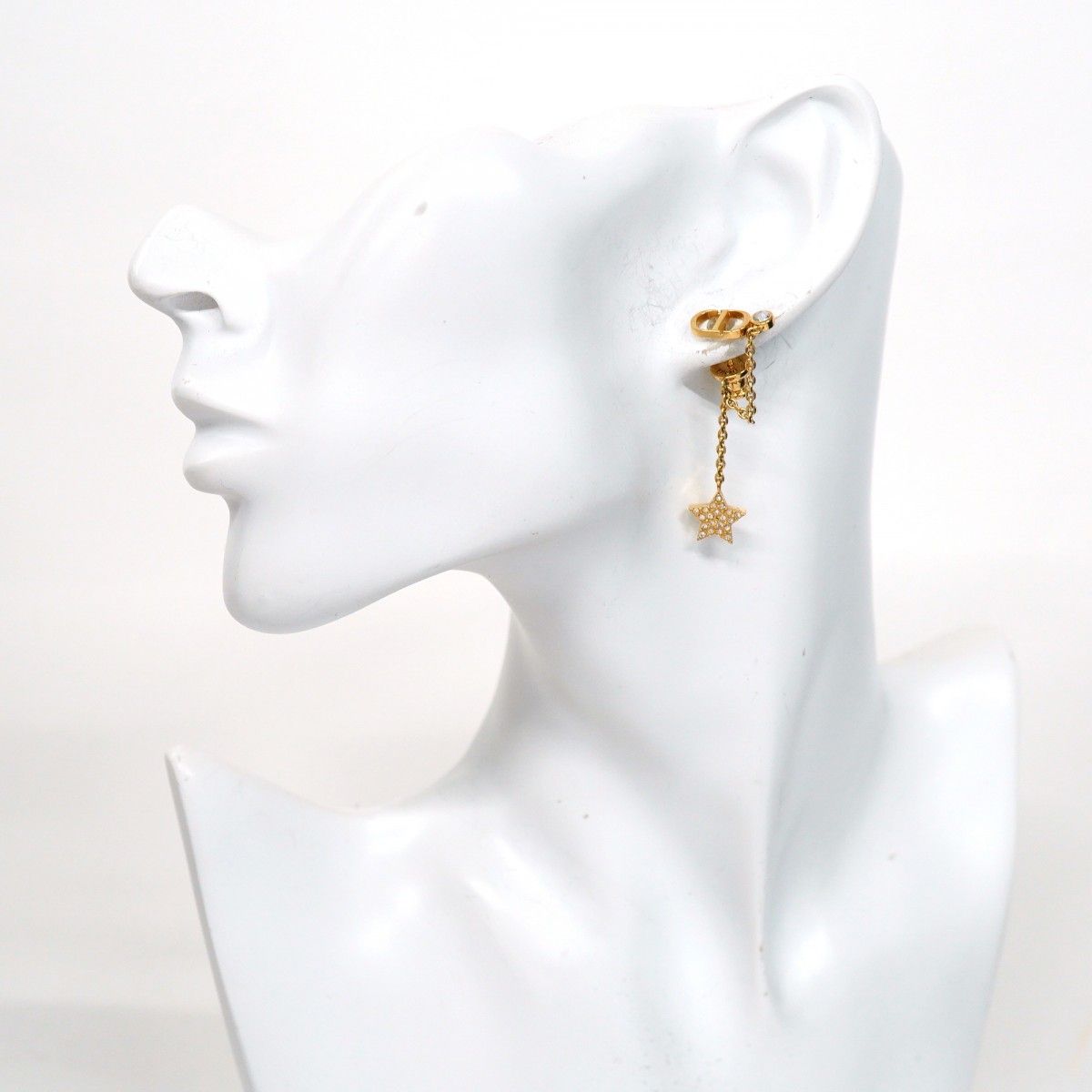 Christian Dior CDロゴ スター ラインストーン ピアス ゴールド