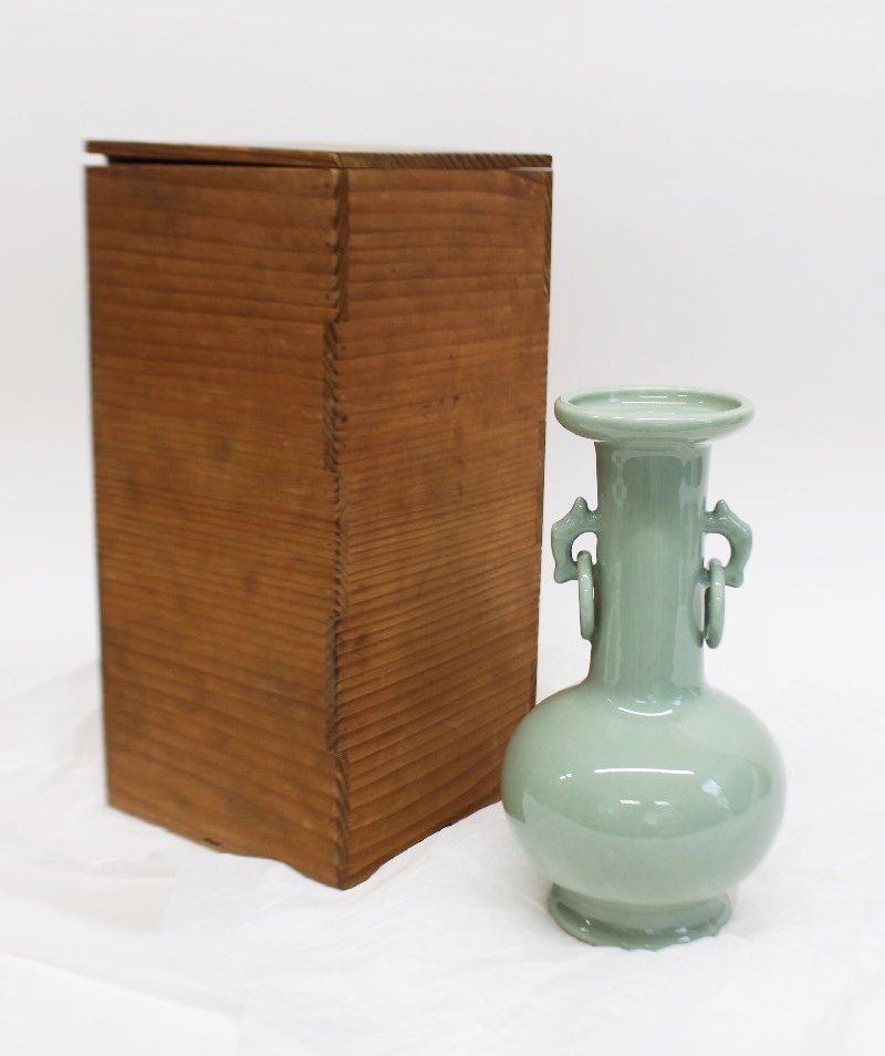 清風与平造 秘色窯 花瓶 清風造 花入 清風与平造 秘色窯 花瓶 清風造 花入 Yahoo!オークション -「清風