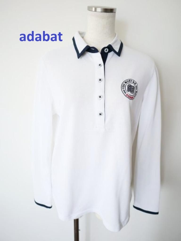 アダバットホワイト 長袖 ポロシャツ ゴルフ用 adabat アダバット 長袖ポロシャツ ゴルフウェア ポロシャツ