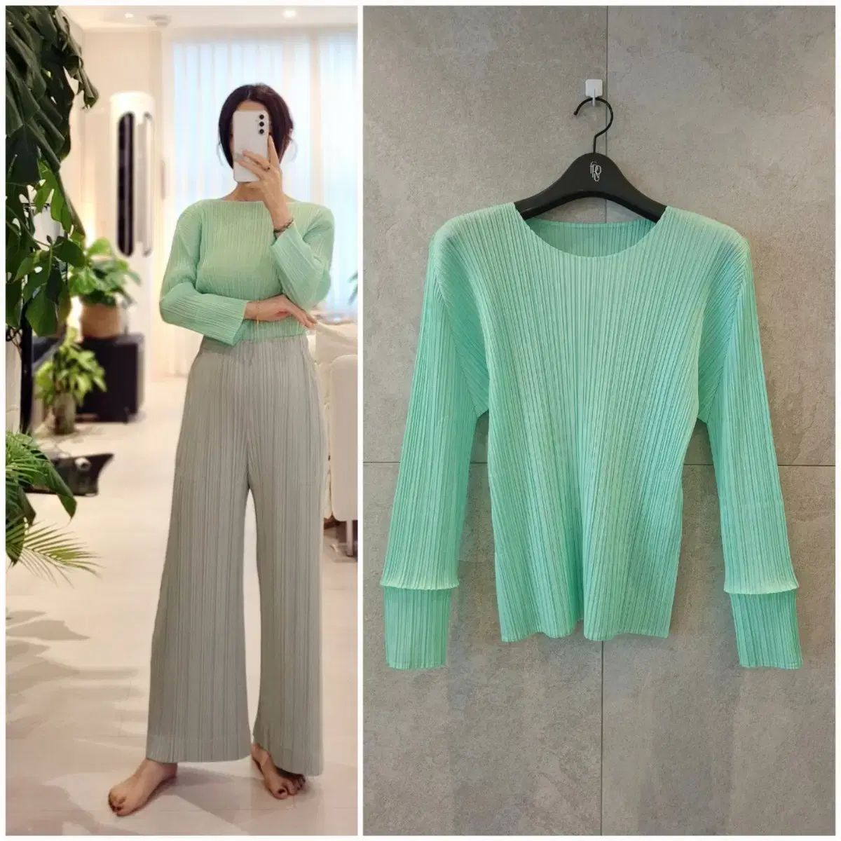 い出のひと時に、とびきりのおしゃれを！ PLEATS PLEASE(プリーツプリーズ) 23 年 ミントグリーン トップス