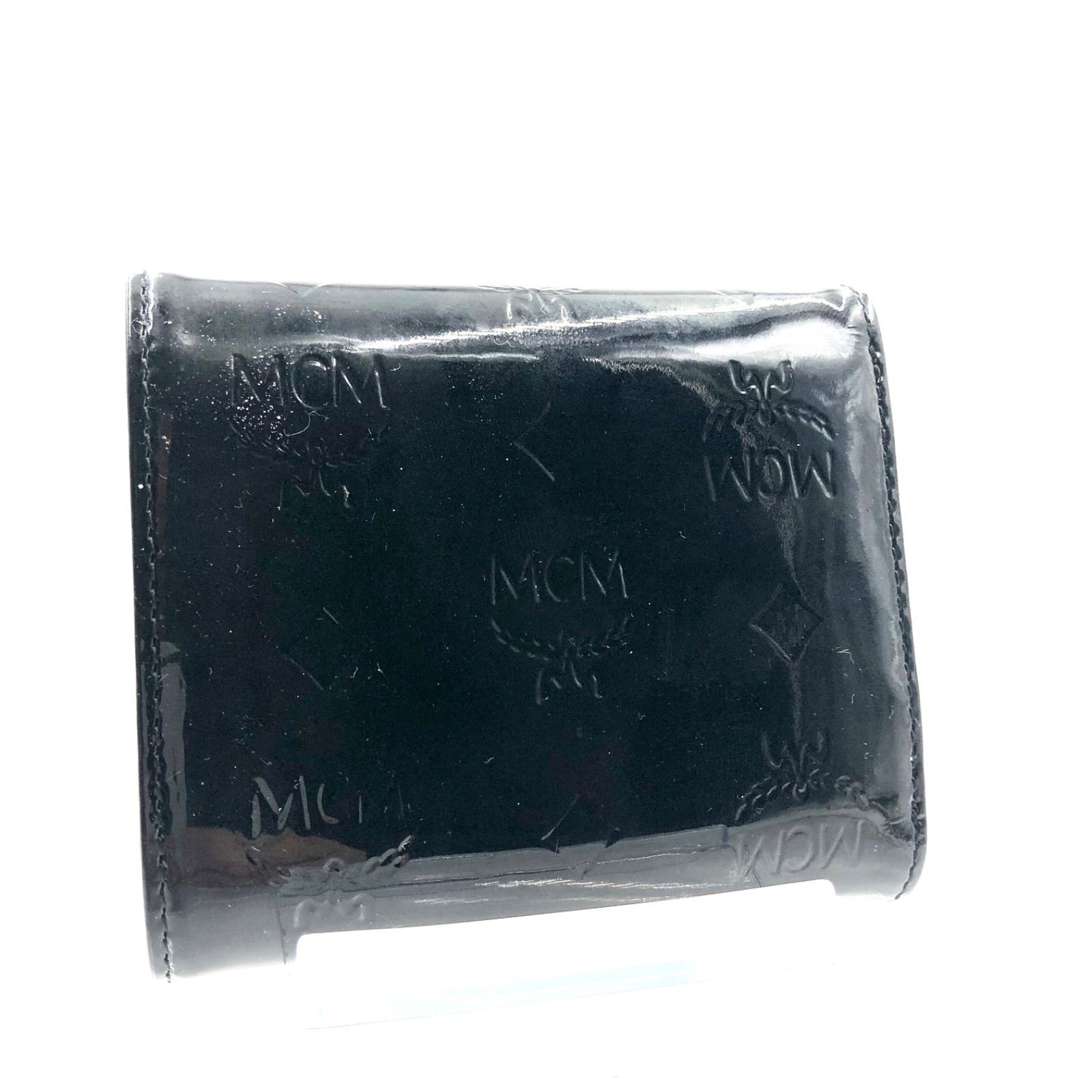 □極美品□MCM エムシーエム ヴィセトス総柄 三ツ折り財布 エナメル 