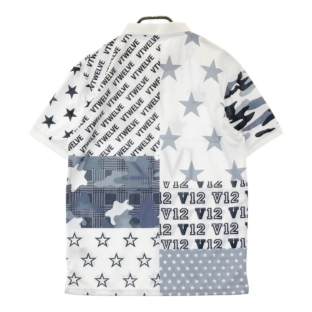 V12 ヴィトゥエルヴ 半袖ポロシャツ 総柄 ホワイト系 M ゴルフウェア メンズ サイズ：2 V12 ヴィトゥエルヴ 半袖ポロシャツ 総柄 ホワイト系