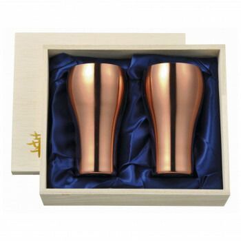 田辺金具 華 タンブラー 300ml 銅ミラー桐箱2ヶセット 2860