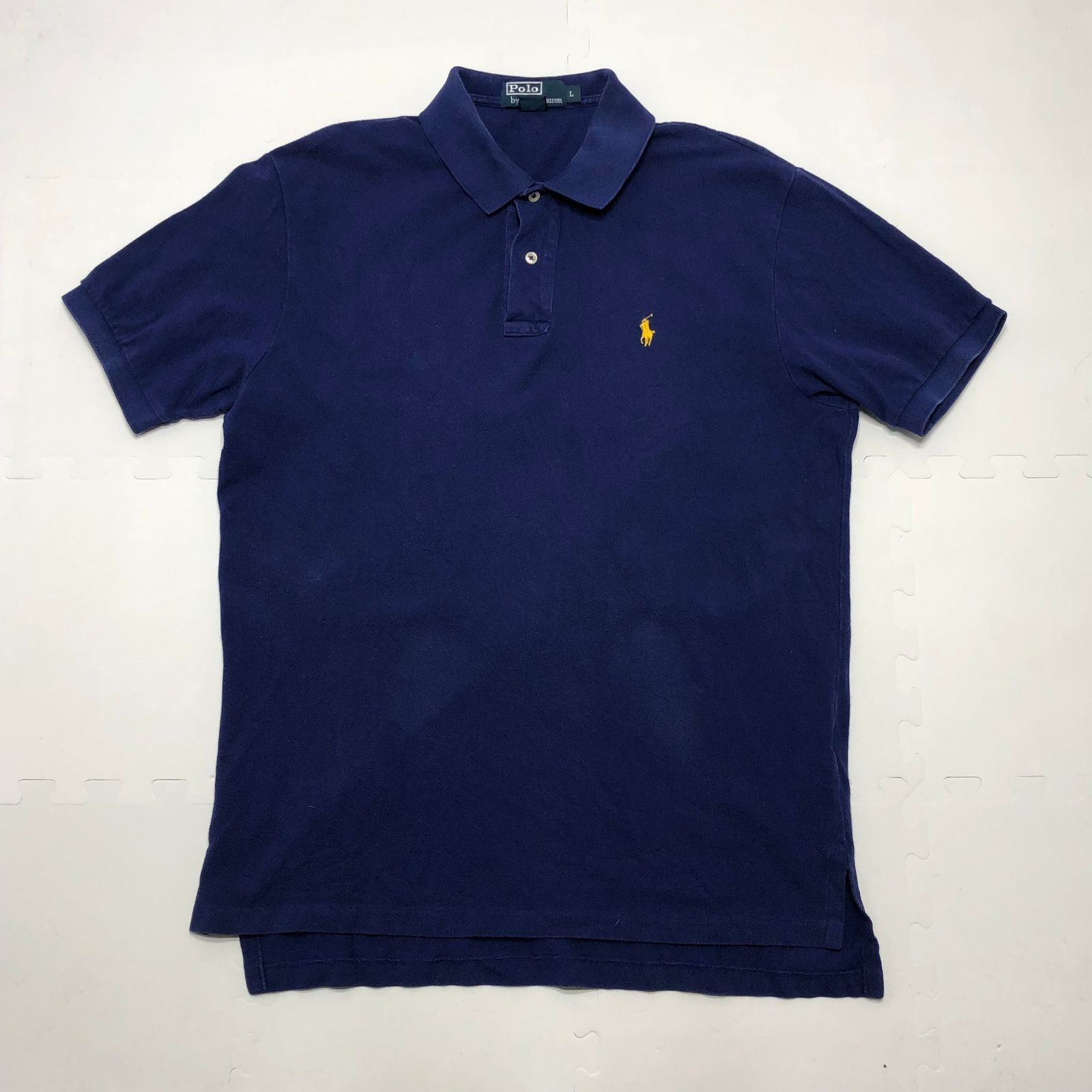 POLO RALPH LAUREN 90’s ポロ ラルフローレン ポロシャツ ポニー刺繍 90年代　メンズL CHINA製 ネイビー