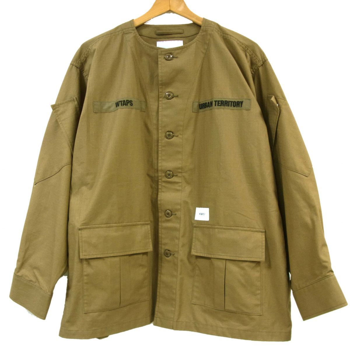 美品 21SS◆WTAPS ダブルタップス コットンリップストック ノーカラー シャツ ジャケット メンズ