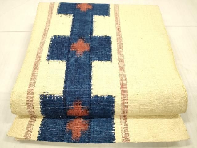 平和屋着物●八寸名古屋帯　紬地　十字間道　正絹　逸品　DAAX0079cm 平和屋着物○八寸名古屋帯 紬地 十字間道 正絹 逸品 DAAX0079cm 平和屋