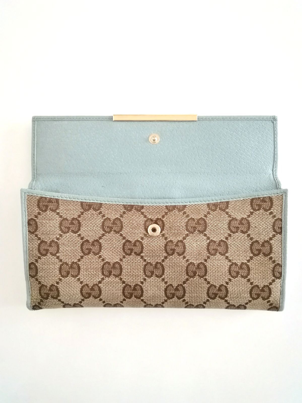 GUCCI　グッチ　GGキャンバス　Wホック　長財布　ブルー GUCCI グッチ GGキャンバス Wホック 長財布 ブルー